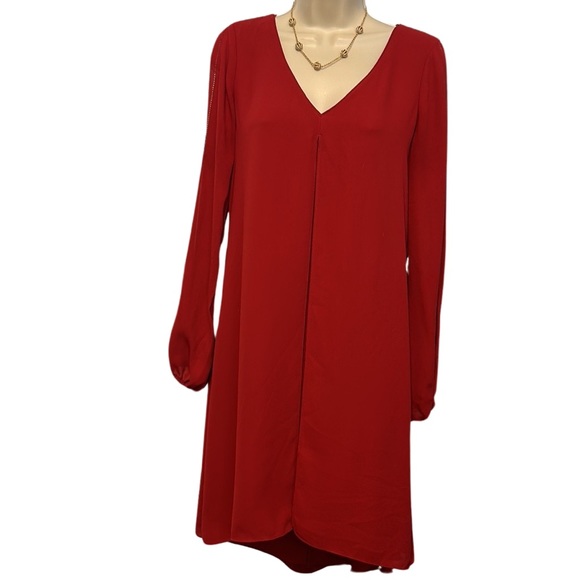 WHBM Red Boho Split-Front Dress - Picture 3 of 6
